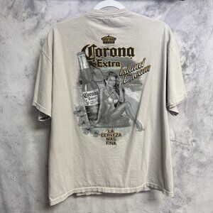 Vintage Y2K Corona Extra Beer T Shirt Mens XL White Bikini Girl